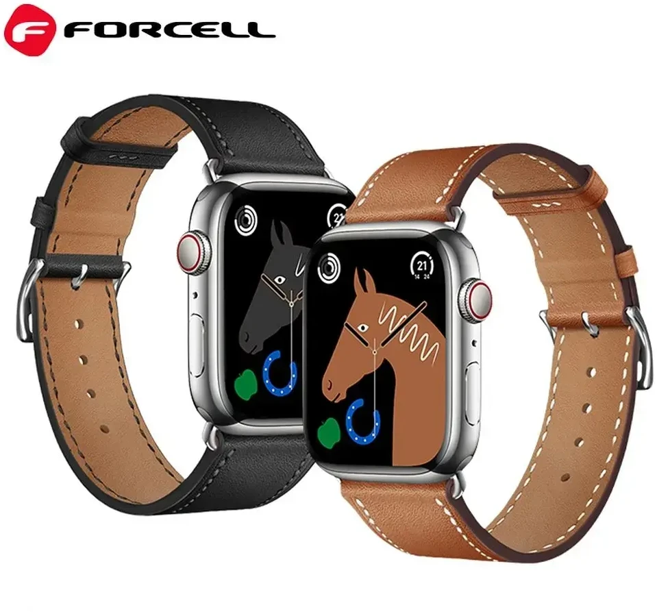 „Apple Watch“ dirželis Forcell F-Design FA20 skylučių dirbtinės odos 42/44/45/49 mm, juodas