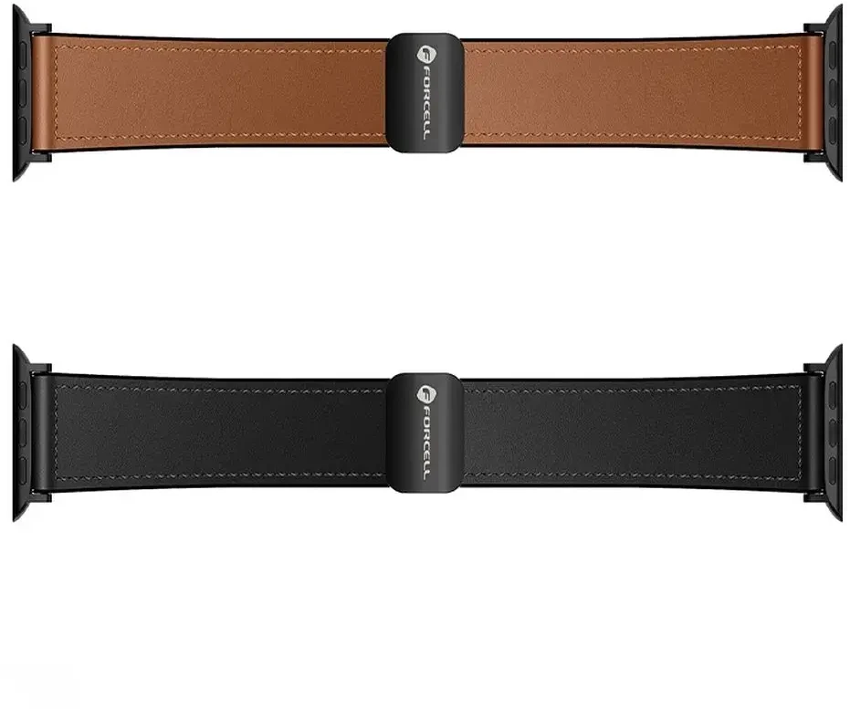 „Apple Watch“ dirželis Forcell F-Design FA21 magnetinis dirbtinės odos dirželis 38/40/41 mm, juodas