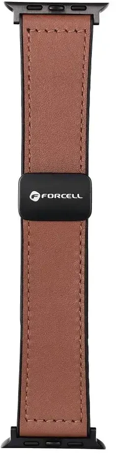 „Apple Watch“ dirželis Forcell F-Design FA21 magnetinis dirbtinės odos dirželis 42 / 44 / 45 / 49 mm rudas