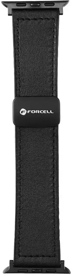 „Apple Watch“ dirželis Forcell F-Design FA21 magnetinis dirbtinės odos dirželis 42 / 44 / 45 / 49 mm, juodas