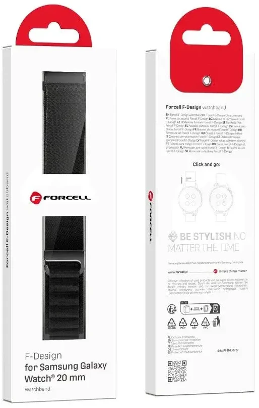 FORCELL F-DESIGN FS05 apyrankė skirta Samsung Watch 22 mm juodos spalvos
