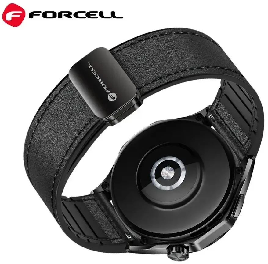 Forcell Magnetinis dirželis „Samsung Galaxy Watch ECCF3 F-Design FS20“ laikrodžiui, 20 mm, juodas, eko oda