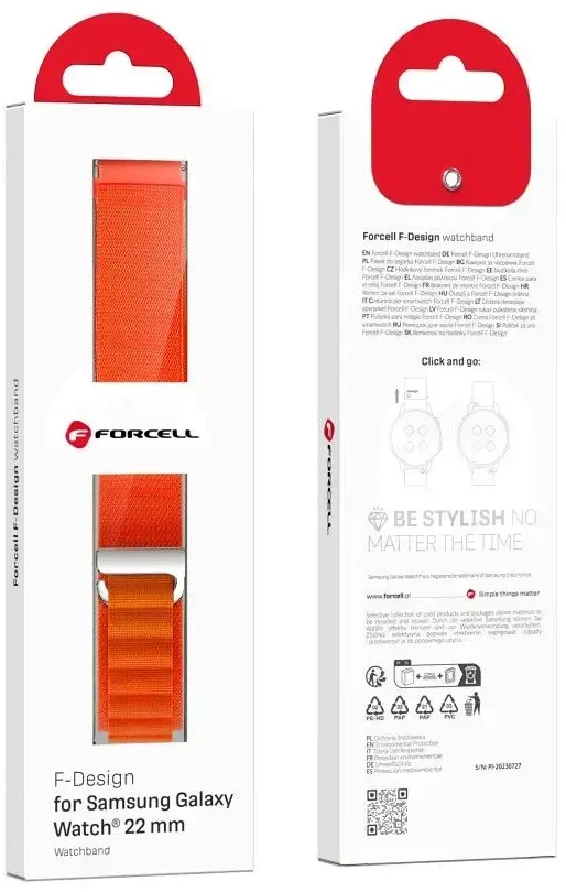 FORCELL F-DESIGN FS05 apyrankė skirta Samsung Galaxy Watch 22 mm oranžinės spalvos