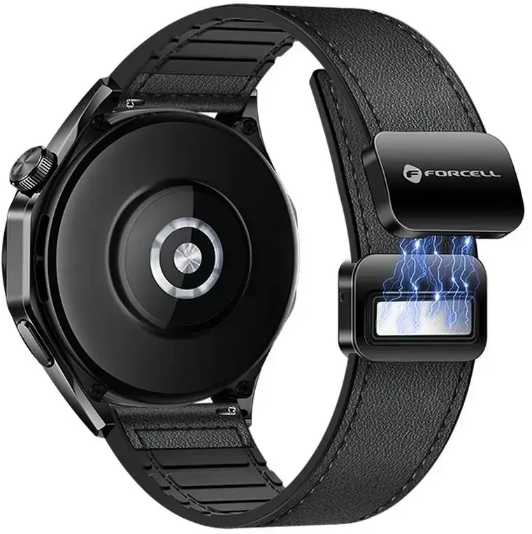 Forcell Magnetinis dirželis „Samsung Galaxy Watch ECCF3 F-Design FS20“ laikrodžiui, 20 mm, juodas, eko oda