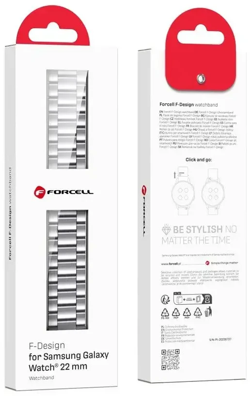 FORCELL F-DESIGN FS06 apyrankė skirta Samsung Galaxy Watch 20 mm sidabro spalvos