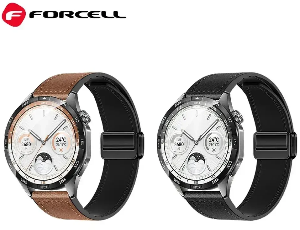 Forcell Magnetinis dirželis „Samsung Galaxy Watch ECCF3 F-Design FS20“ laikrodžiui, 20 mm, juodas, eko oda