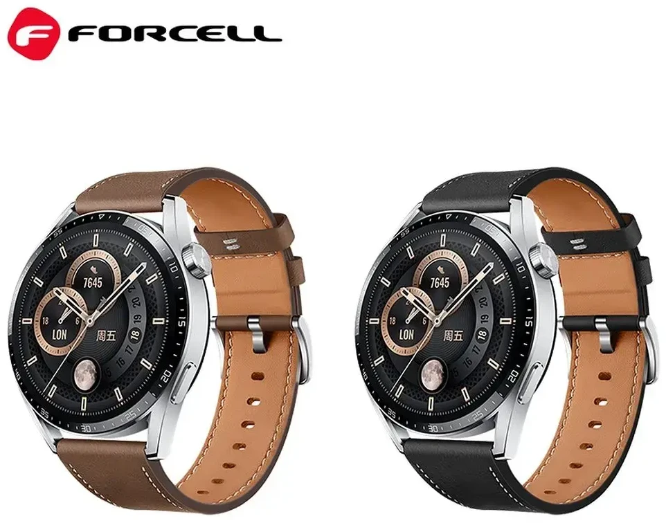 Dirželis „Samsung Galaxy Watch Forcell F-Design FS21“ su skylutėmis, eko oda, 20 mm, juodas