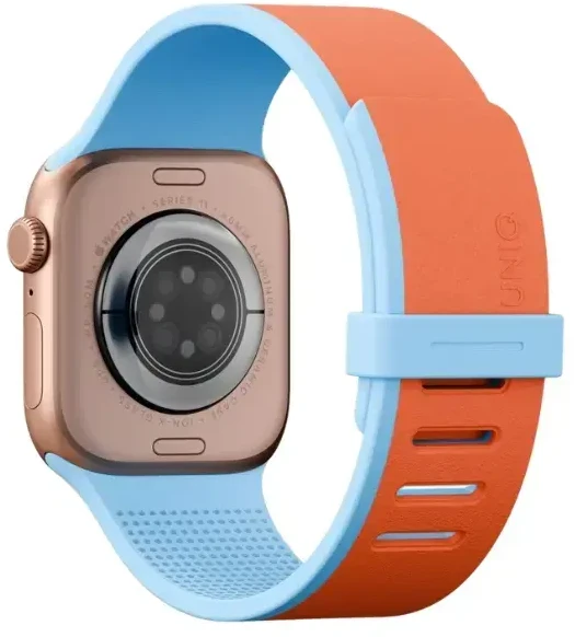 Dirželis UNIQ Revix IV Reversible Magnetic do Apple Watch Series 1/2/3/4/5/6/7/8/9/10/11/12SE/SE2/SE3 40/41/42mm oranžinė-mėlyna
