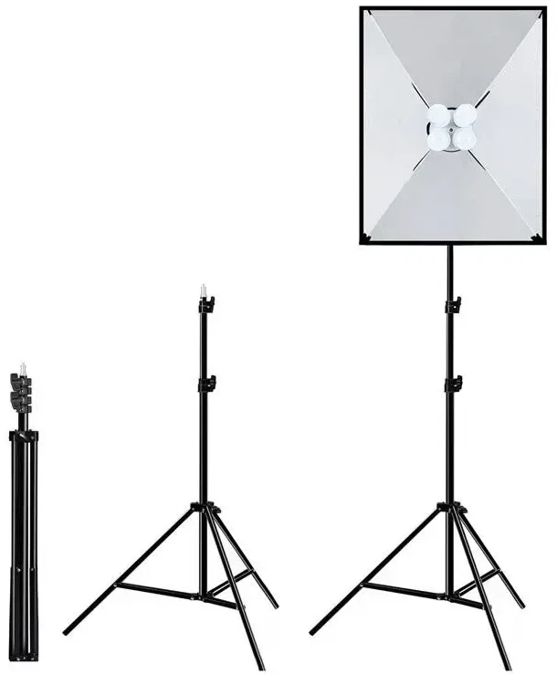 Studijos komplektas Puluz softbox 50x70cm, trikojis, LED lemputė 4 vnt PU5071EU