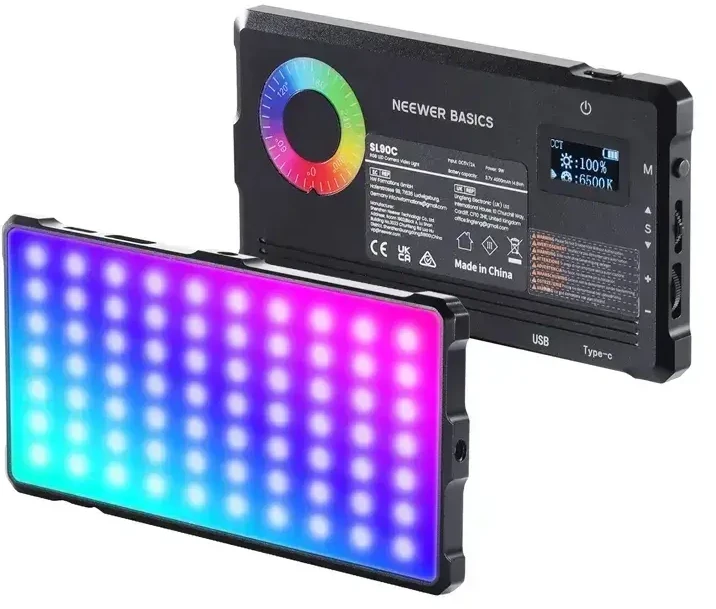 LED Vaizdo Šviestuvas - Neewer SL90C RGB Studijinis Šviestuvas 2700–7500 K Juodas