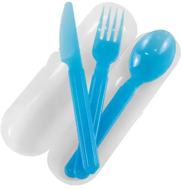 Style Cutlery set in a transparent box Foody assorted, transparent/mėlynas/žalias/pink