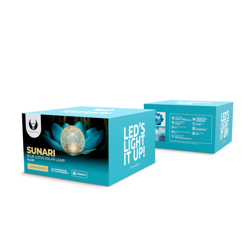 TelForceone SUNARI saulės lempa LED FLS-70 Lotus Flower Mėlyna 3000K 600mAh Ni-MH Forever Light