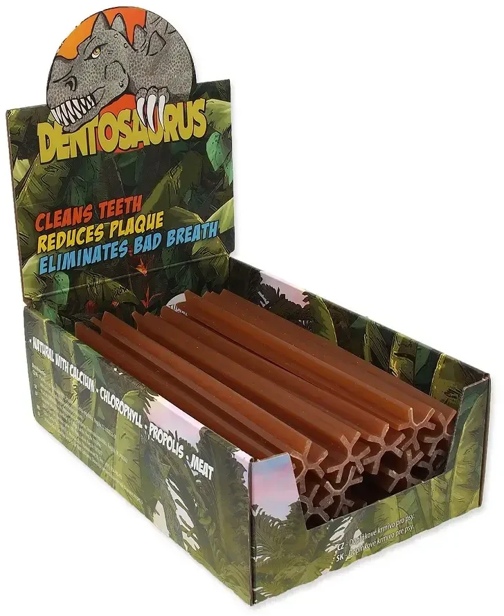 Šunų skanėstas – Mr. Dental demonstracinės dentozauro formos lazdelės su propoliu, ilgis 21 cm, 20 vnt.
