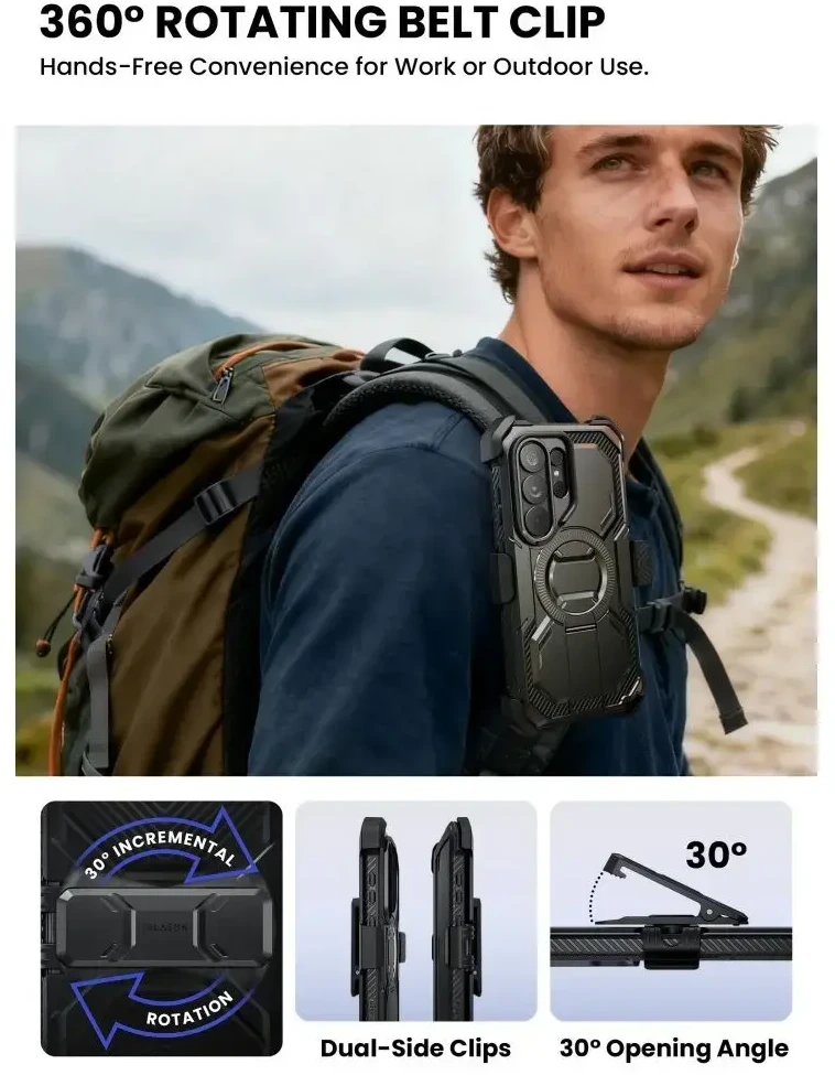 Supcase iBlason ArmorBox Clip Mag telefono dėklas su MagSafe palaikymu Samsung Galaxy S26 Ultra (S948) juodas