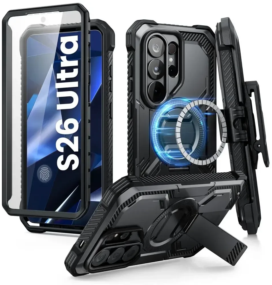 Supcase iBlason ArmorBox Clip Mag telefono dėklas su MagSafe palaikymu Samsung Galaxy S26 Ultra (S948) juodas