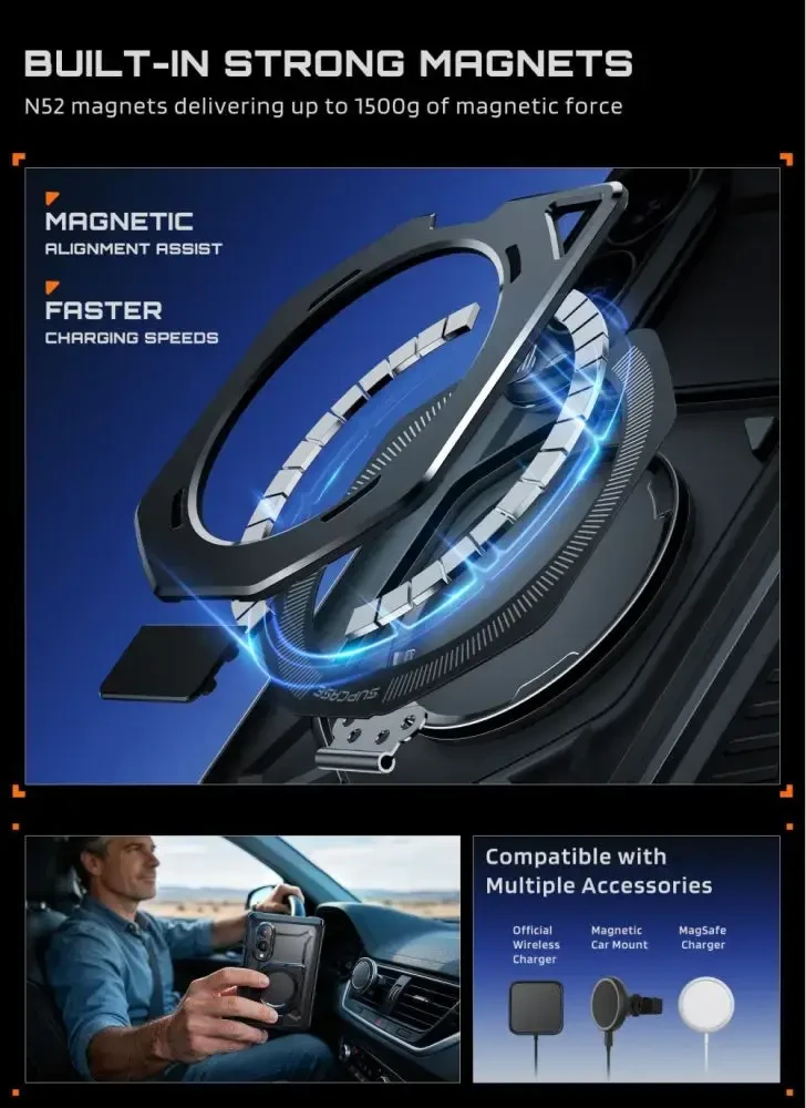 Dėklas SUPCASE UB GRIP MAG MagSafe Samsung Galaxy Z FOLD 8 Juodas
