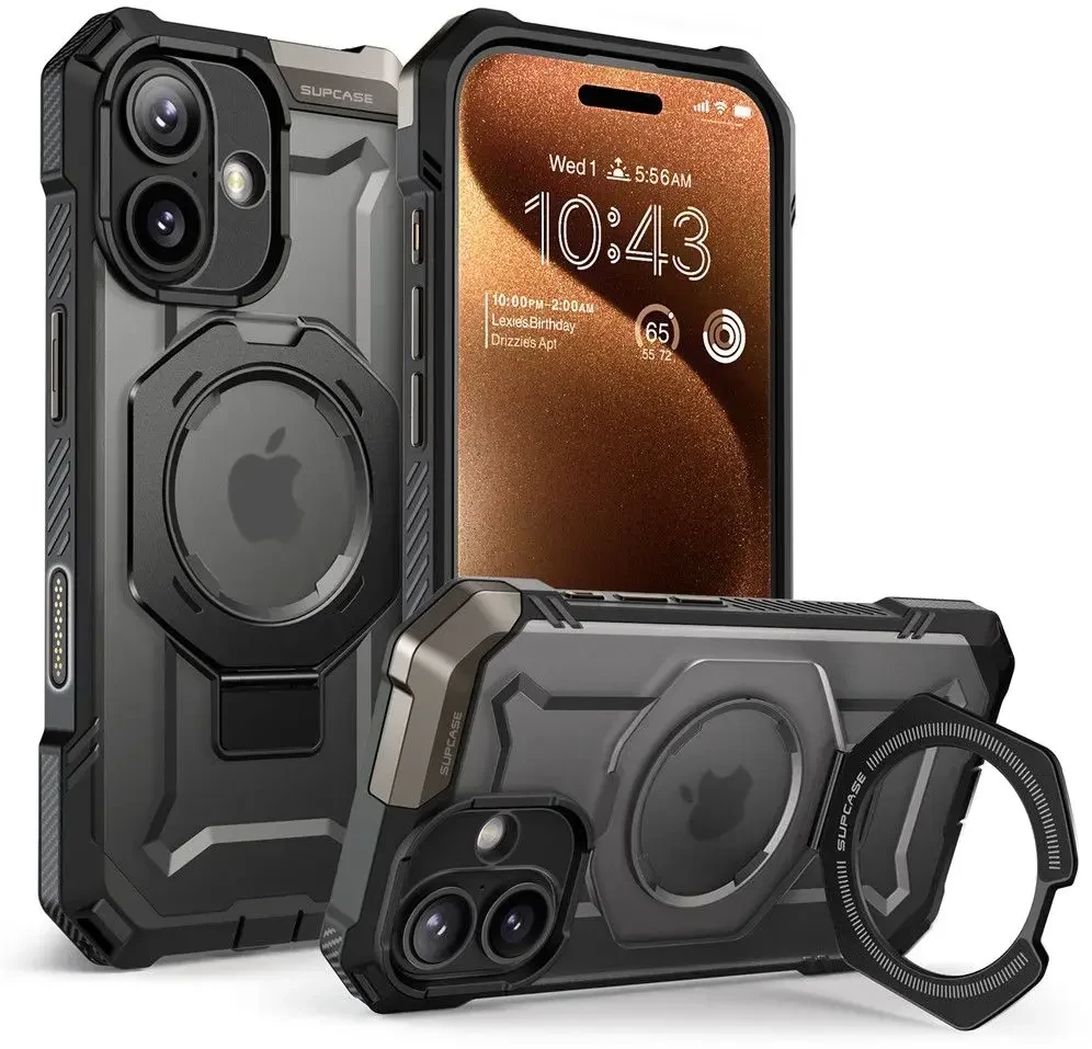 Supcase UB Grip Mag MagSafe dėklas skirtas Apple iPhone 17 – juodos spalvos
