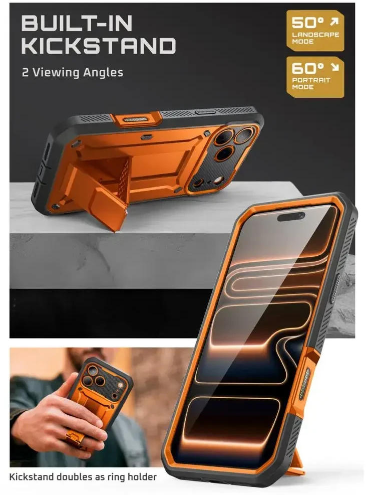 „Supcase Unicorn Beetle Pro“ dėklas, skirtas „iPhone 17 Pro Max“ – oranžinis