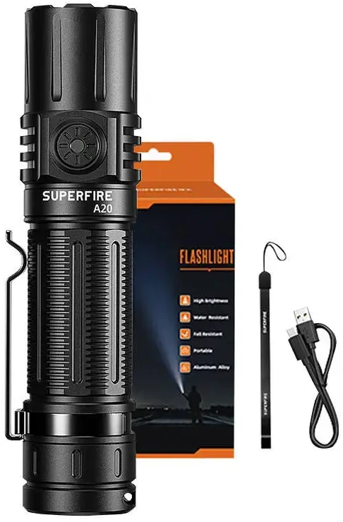 Superfire Rankinis žibintuvėlis, 20W, 1700lm, IP44, įkraunamas USB C, su 21700 4000mAh baterija