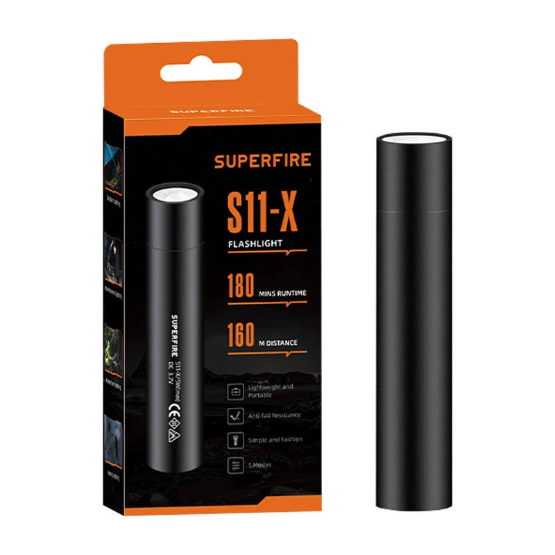 Mini žibintuvėlis Superfire S11-X 700lm USB Juodas