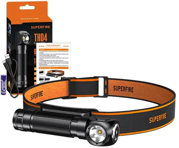 Du viename priekinis žibintas Superfire TH04, 600 lm, USB-C
