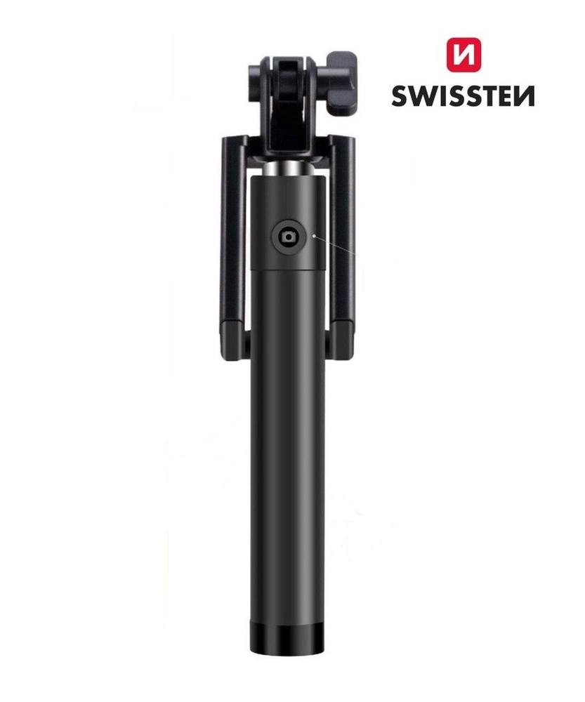 Swissten asmenukių lazda su laidu Wired Selfie Stick 81cm su valdymo mygtuku (Juoda)