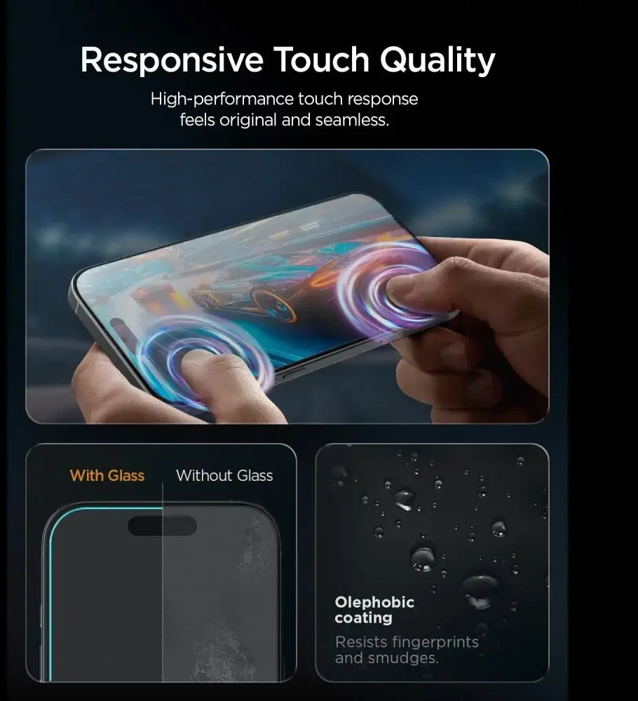 Antirefleksinis stiklas SPIGEN ALM S GLAS.TR SLIM ANTI REFLECTION 2 vnt. IPHONE 17 PRO MAX / 18 PRO MAX permatomas