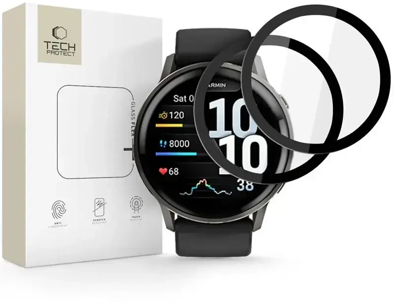 „Tech-Protect Glass Flex+“ 2 vnt. pakuotė, skirta „Garmin Venu 4 45mm“ – juodas