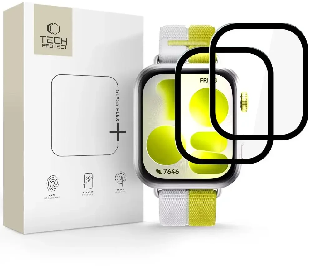 Hibridinis stiklas Tech-Protect Glass FLEX+ 2-PACK HUAWEI WATCH FIT 5 Juodas