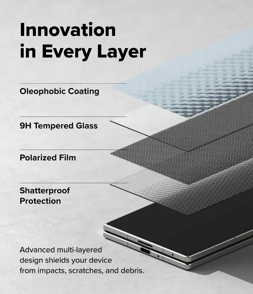 PRIVATUMĄ UŽTIKRINANTIS STIKLAS RINGKE COVER DISPLAY EASY SLIDE 360 2-PACK Samsung Galaxy Z FOLD 8 ULTRA PRIVACY