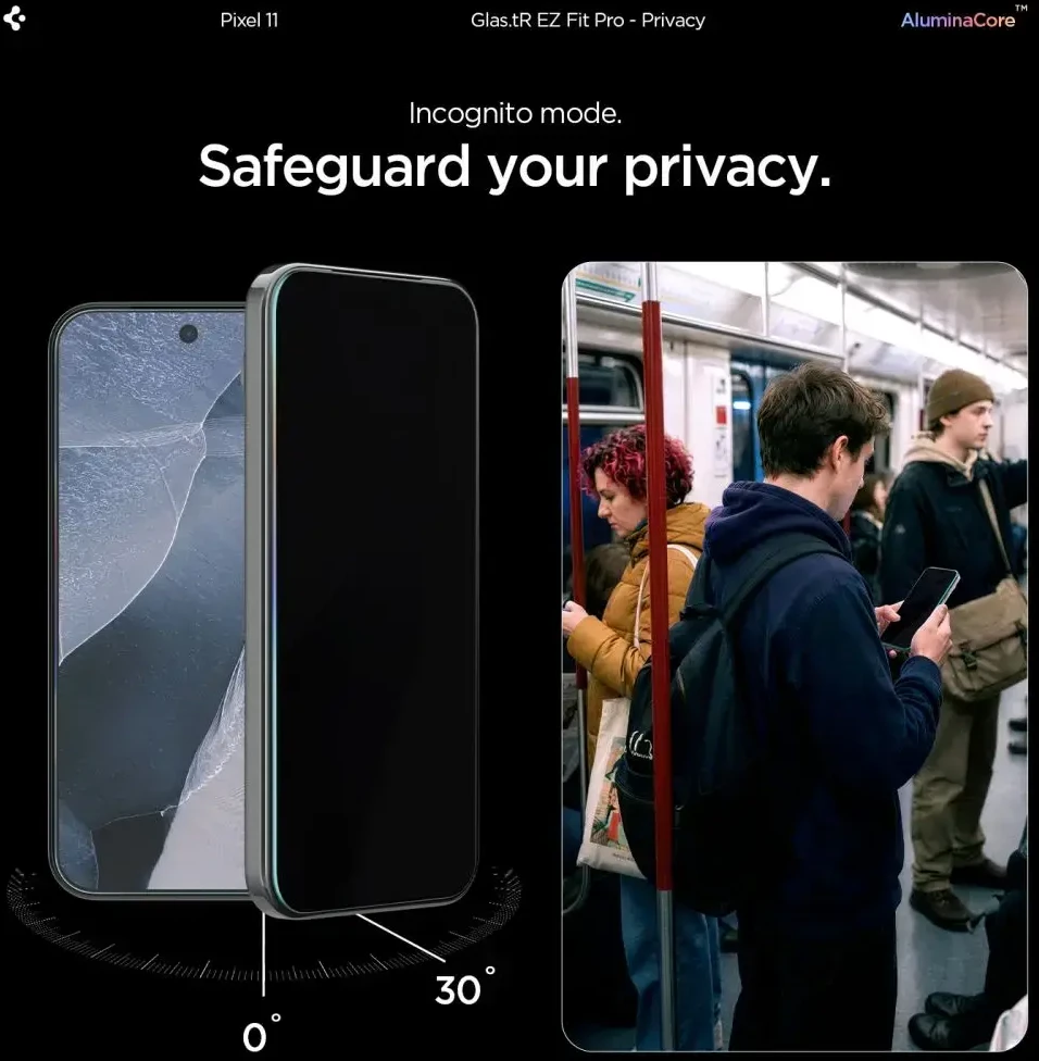 PRIVATUMĄ UŽTIKRINANTIS STIKLAS SPIGEN GLAS.TR EZ FIT PRO AC 2-PACK GOOGLE PIXEL 10 / 11 PRIVACY