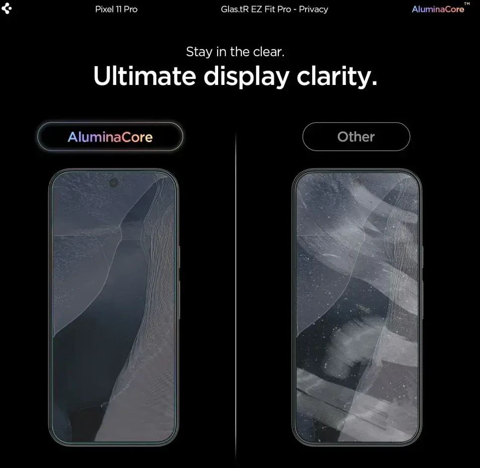 PRIVATUMĄ UŽTIKRINANTIS STIKLAS Spigen GLAS.TR EZ FIT PRO AC 2-PACK GOOGLE PIXEL 9 PRO XL / 10 PRO XL / 11 PRO XL PRIVACY