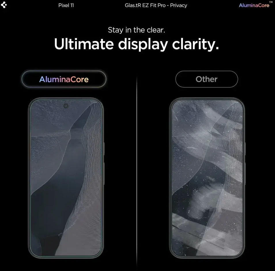 PRIVATUMĄ UŽTIKRINANTIS STIKLAS SPIGEN GLAS.TR EZ FIT PRO AC 2-PACK GOOGLE PIXEL 10 / 11 PRIVACY
