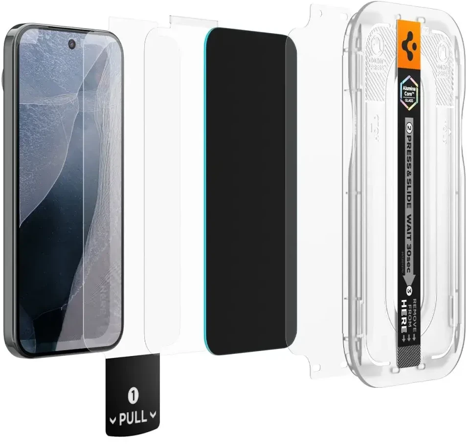 PRIVATUMĄ UŽTIKRINANTIS STIKLAS Spigen GLAS.TR EZ FIT PRO AC 2-PACK GOOGLE PIXEL 9 PRO XL / 10 PRO XL / 11 PRO XL PRIVACY