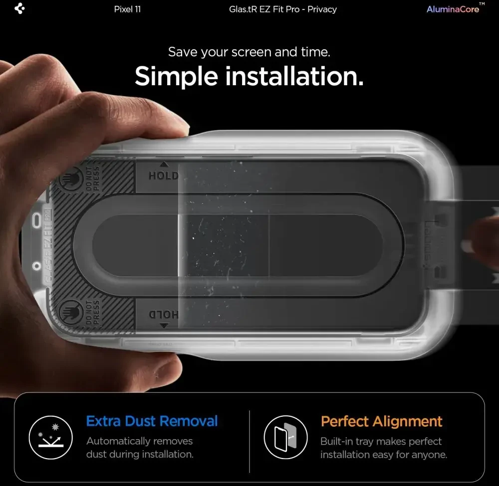 PRIVATUMĄ UŽTIKRINANTIS STIKLAS SPIGEN GLAS.TR EZ FIT PRO AC 2-PACK GOOGLE PIXEL 10 / 11 PRIVACY