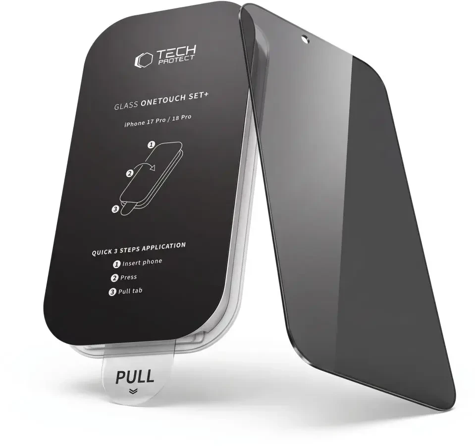 PRIVATUMĄ UŽTIKRINANTIS STIKLAS Tech-Protect ONETOUCH SET SPY+ 2-PACK iPhone 18 PRO MAX PRIVACY