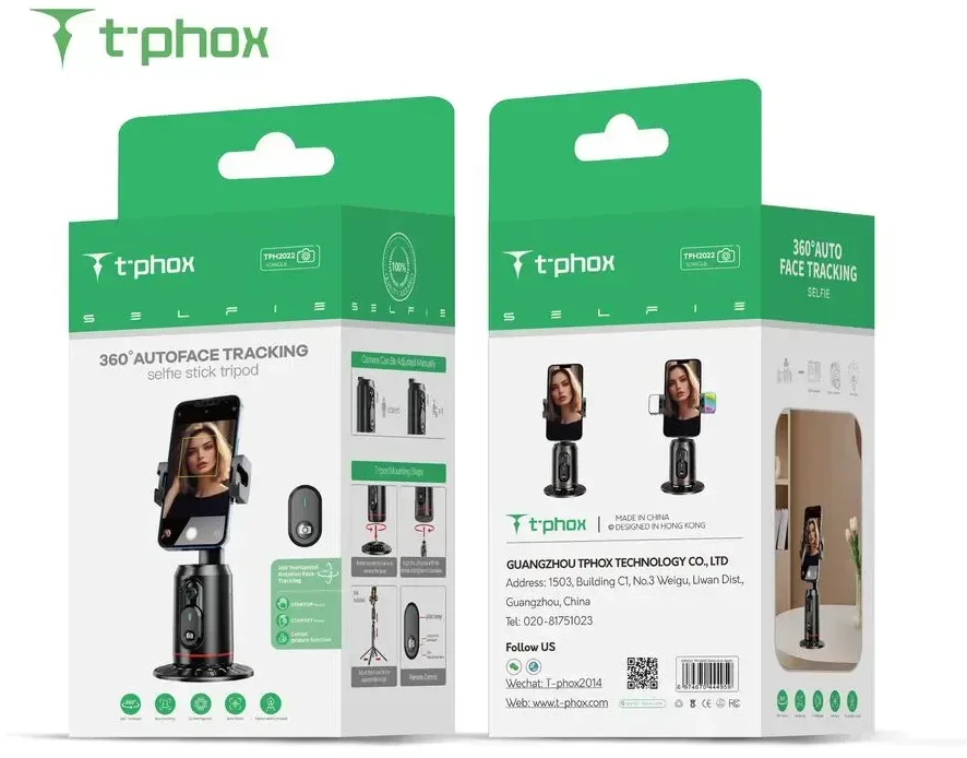 T-PHOX ICIRCLE GIMBAL/TRIKOJIS SU AI VEIDO SEKIMO FUNKCIJA 360° Juodas LAIKIKLIS