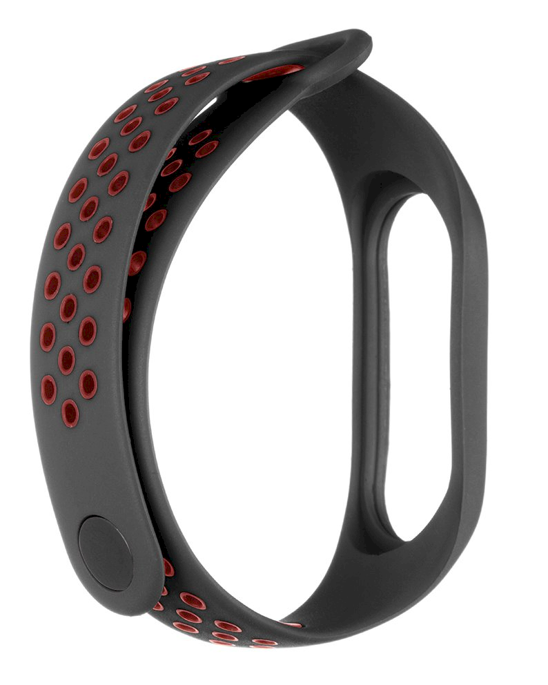 Tactical 281 dviguba silikoninė apyrankė, skirta „Xiaomi Mi Band 3 4“, juoda ir raudona