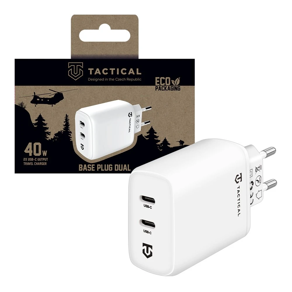 Tactical Base Plug Dual 40W Baltas tinklo įkroviklis