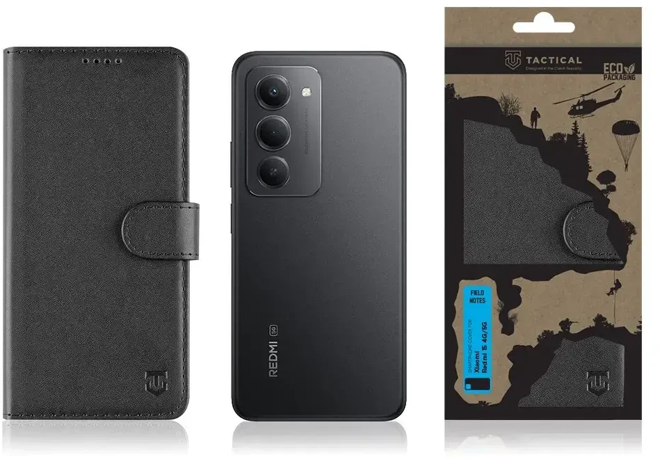 Tactical Field Notes galinis dėklas su MagSafe palaikymu, skirtas Xiaomi Redmi 15 4G 5G, juodas