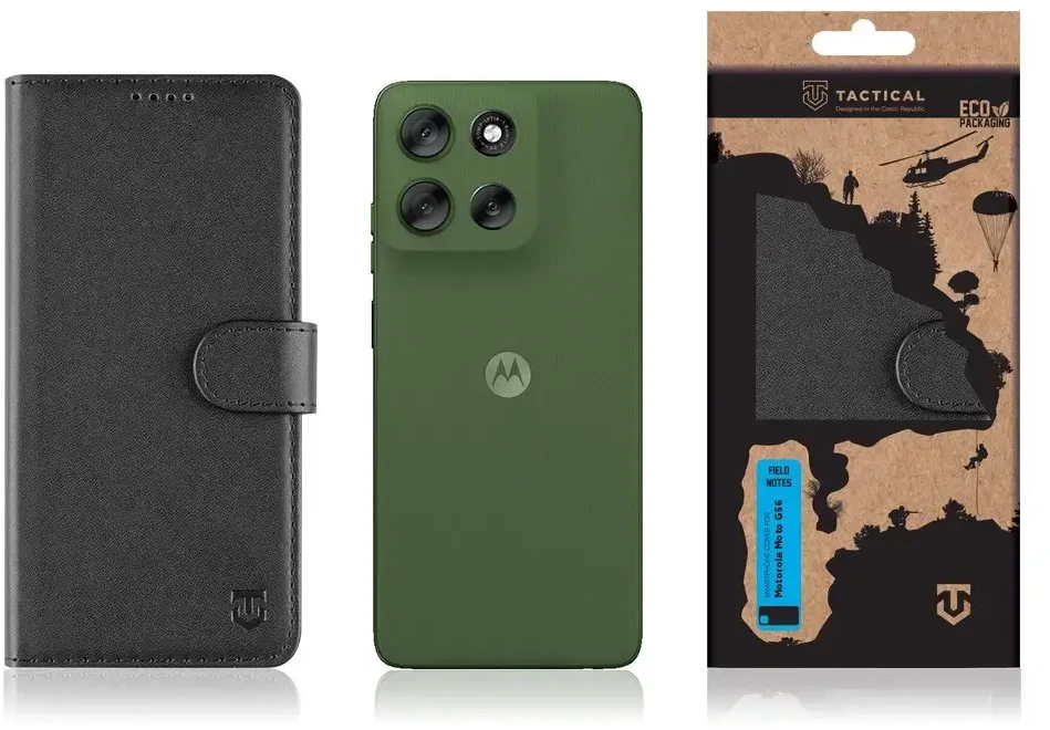 Dėklas Tactical Field Notes Motorola Moto G56 juodos spalvos