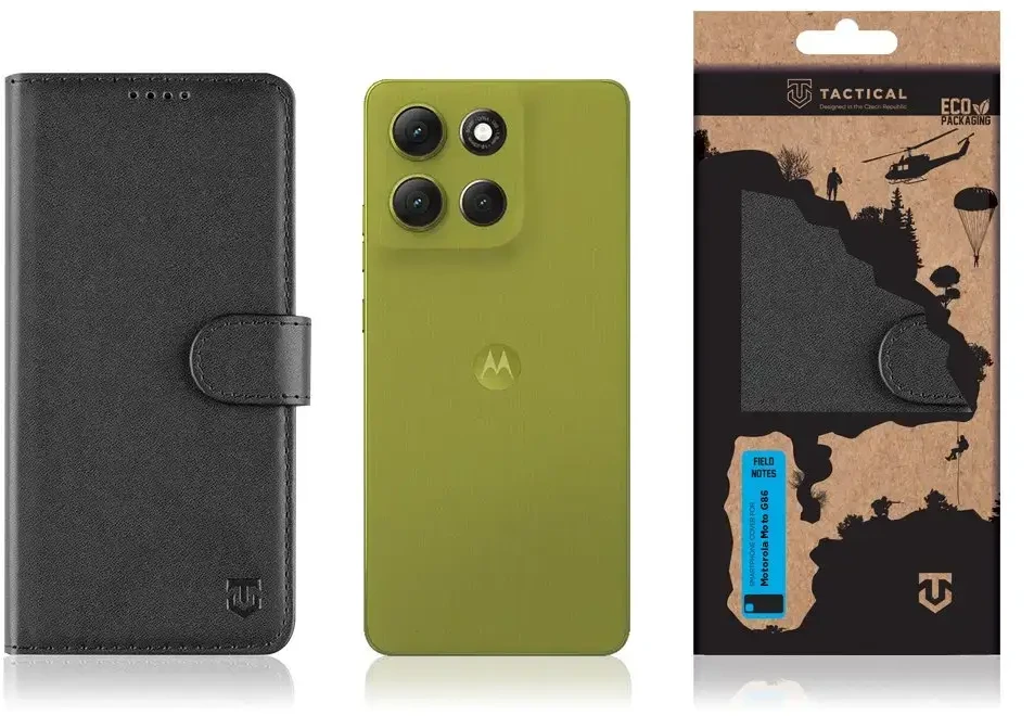Dėklas Tactical Field Notes Motorola Moto G86 juodos spalvos