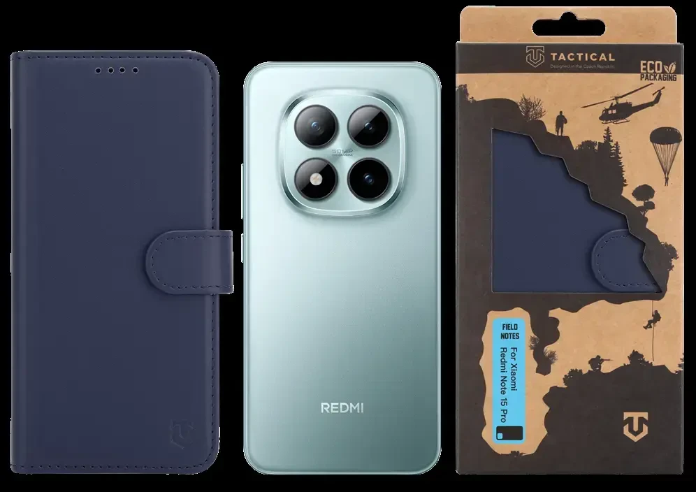 Tactical Field Notes dėklas skirtas Xiaomi Redmi Note 15 Pro mėlynos spalvos
