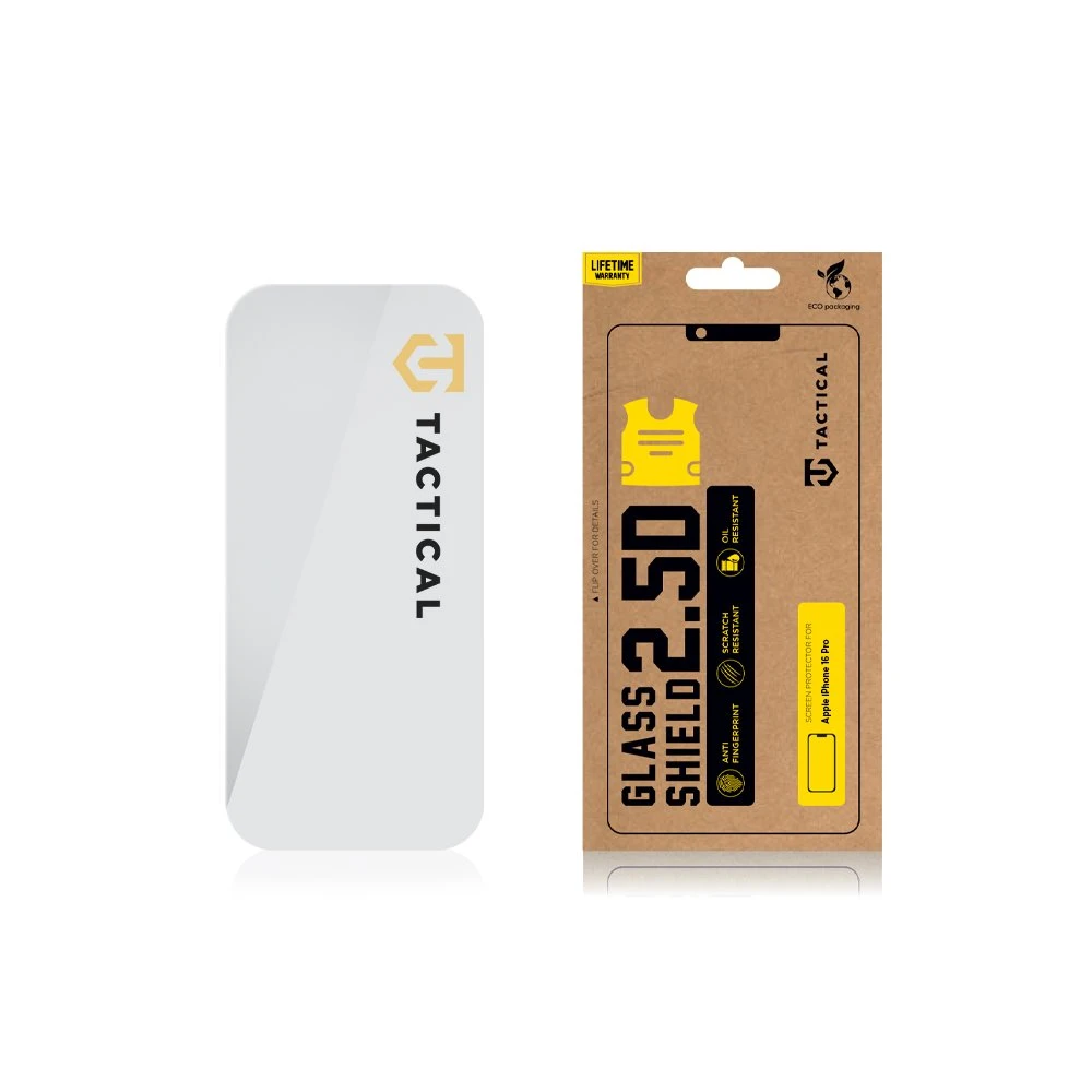 Tactical apsauginis stiklas Shield 2.5D skirtas Apple iPhone 16 Pro skaidrus