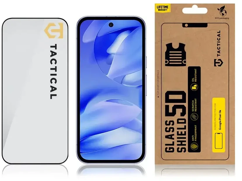 Tactical apsauginis stiklas Shield 5D skirtas Google Pixel 9a juodos spalvos