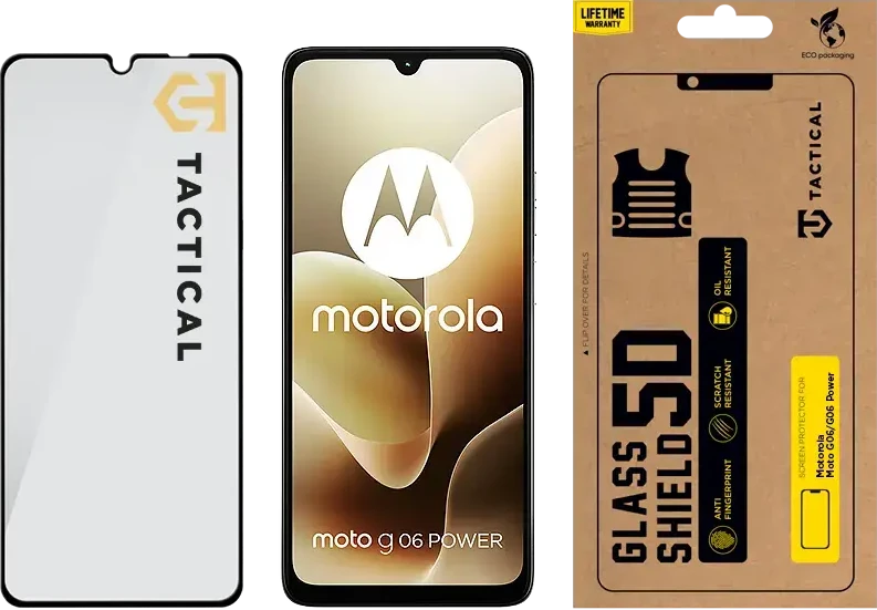 Tactical Apsauginis stiklas Shield 5D skirtas Motorola Moto G06/G06 Power Juodas