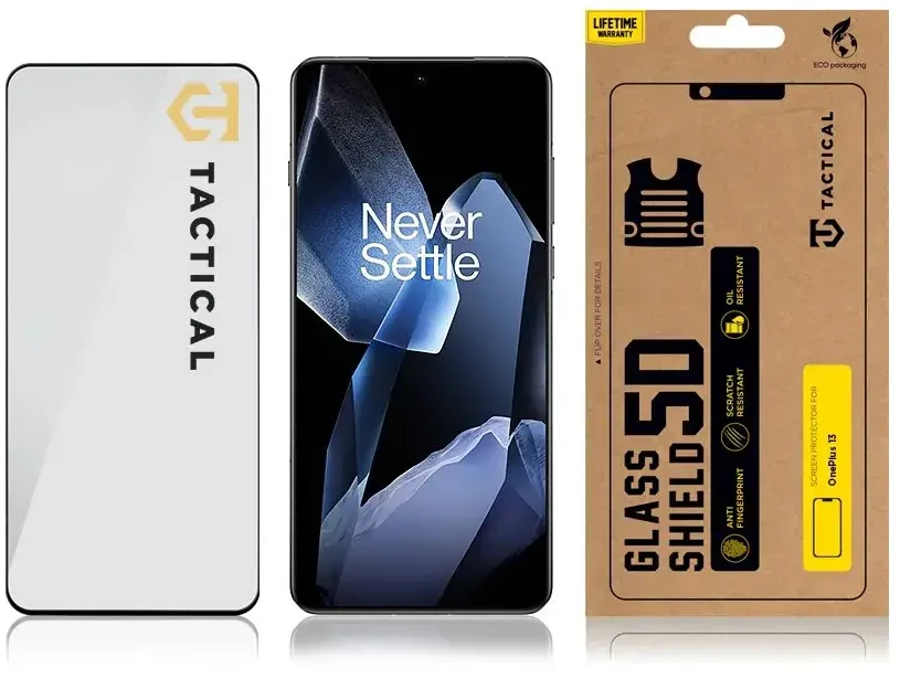 Tactical apsauginis stiklas Shield 5D skirtas OnePlus 13 su juodos spalvos krašteliu