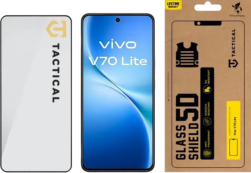 Tactical Glass Shield 5D for Vivo V70 Lite Juodas