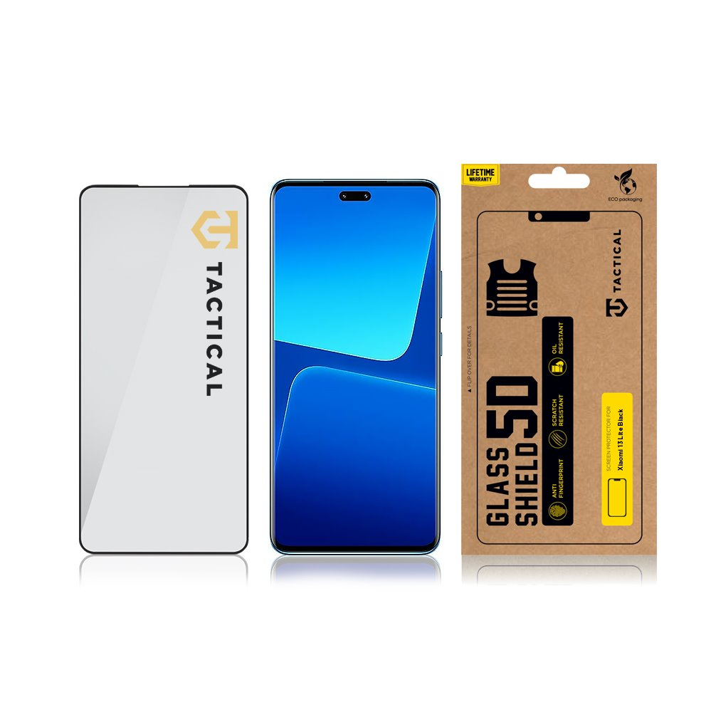 Tactical apsauginis stiklas Shield 5D skirtas Xiaomi 13 Lite su juodos spalvos krašteliu