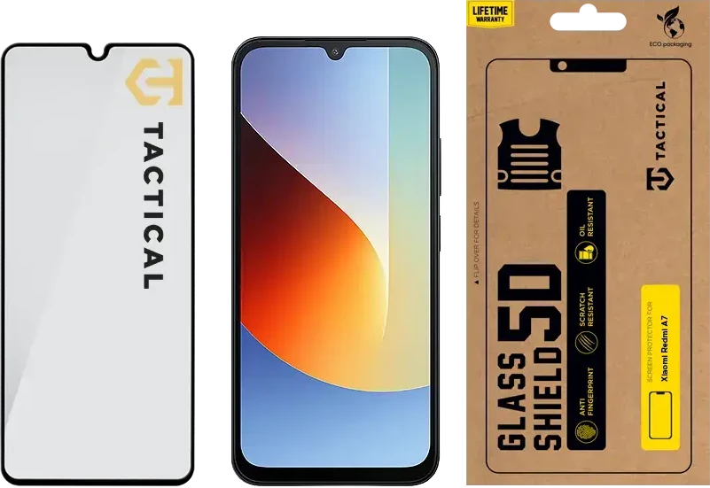 Tactical Taktinis stiklinis skydas 5D Xiaomi Redmi A7 Juodas